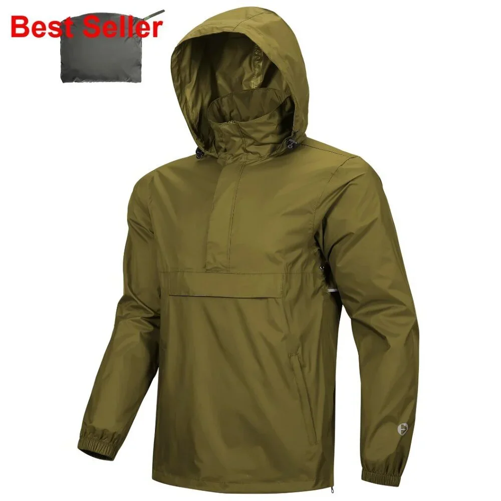 Waterproof Lightweight Packable Rain Pullover for Hiking Golf Running